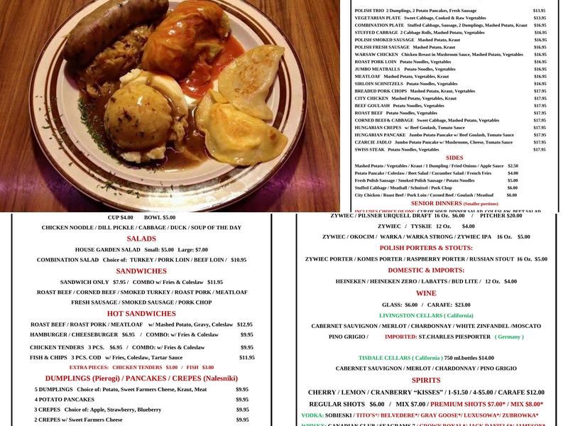 Polonia Restaurant Menu