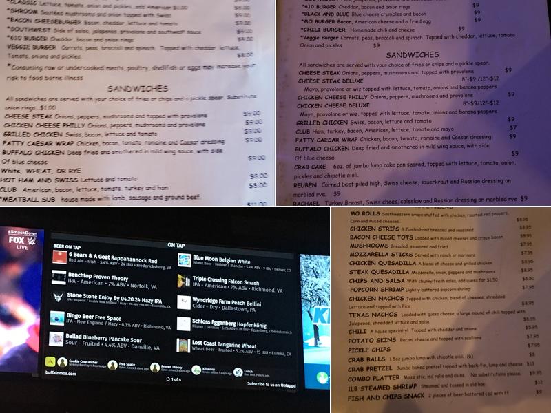 Buffalo Mo's Tap & Grill Menu