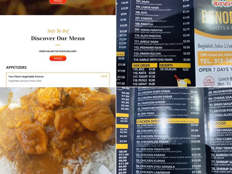 Bonoful Indian Restaurant Menu