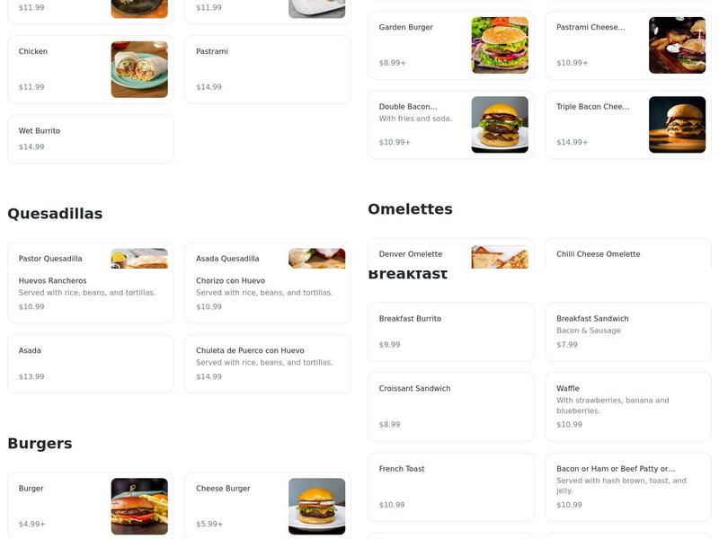 Durango Burger #2 Menu