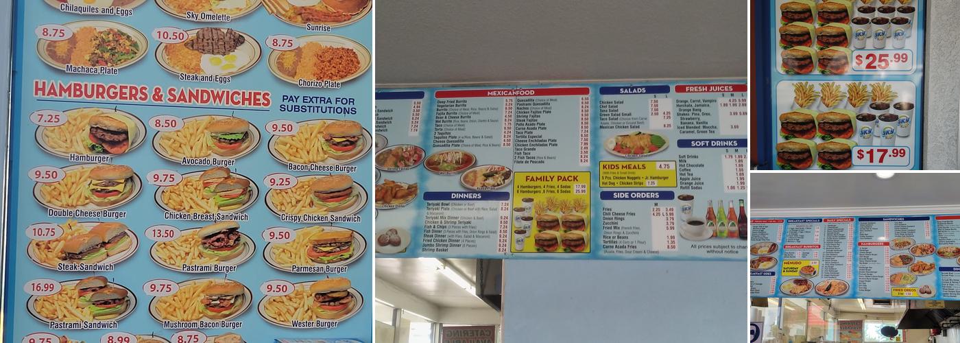 Sky Burgers Menu