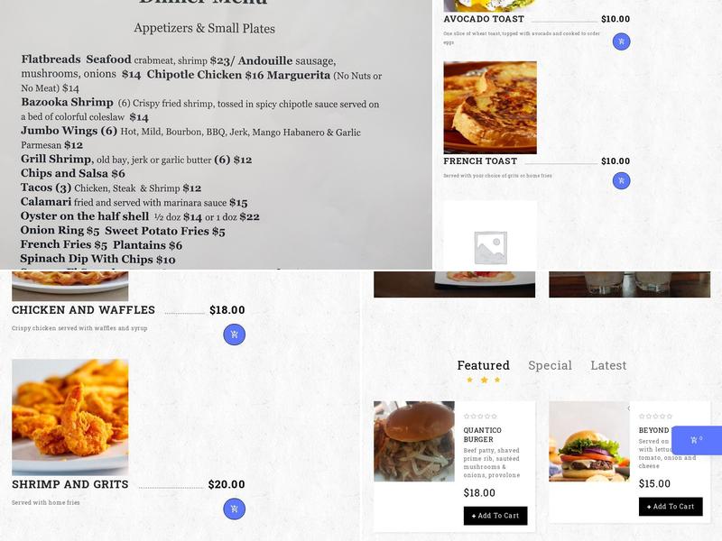 Majestic RB&G at The Globe and Laurel Menu