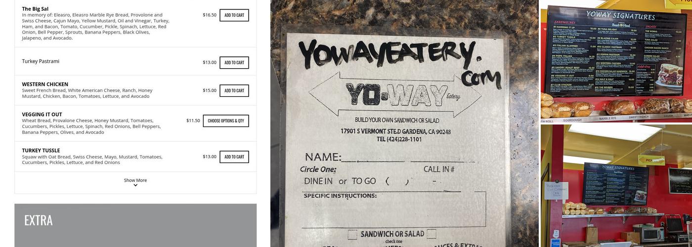 YO WAY SANDWICH SHOP Menu