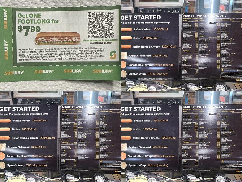 Subway Menu