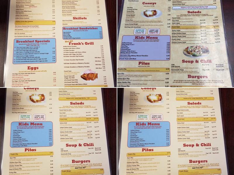 Frank's On The Avenue Menu