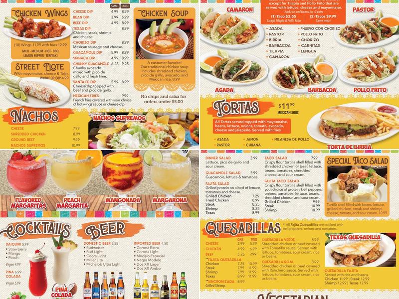 Santa Fe Mexican Restaurant Menu