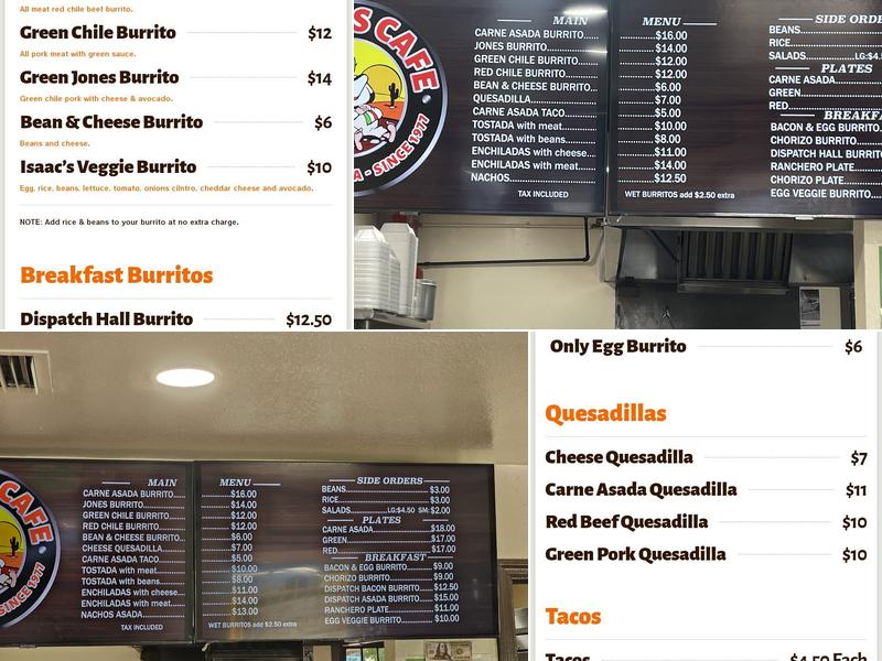 Famous Isaac's Cafe Menu