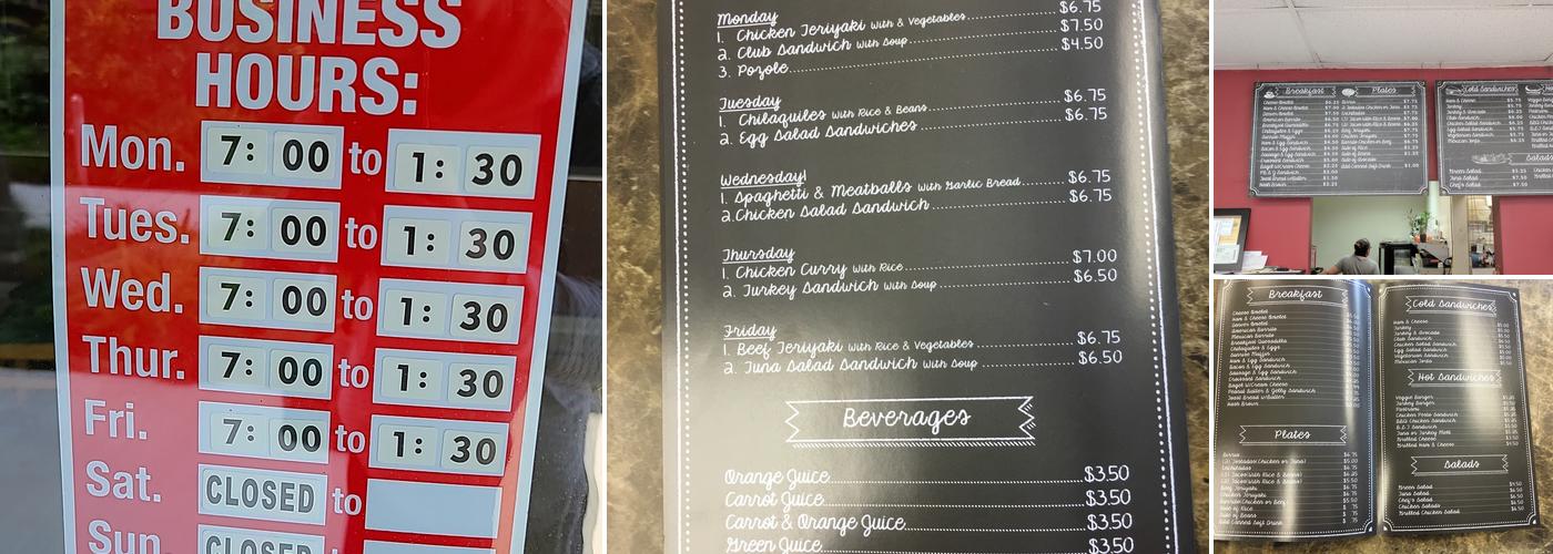 Courtyard Cafe Menu
