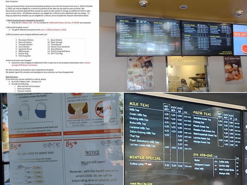 85°C Bakery Cafe - Cerritos Menu