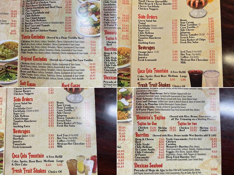 Monarcas Mexican Food Menu