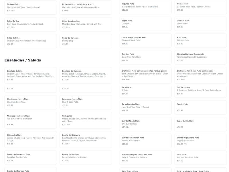 El Baja Chef #2 - Mexican Food Menu