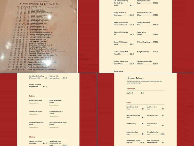 Seafood Town Chinese Restaurant Menu