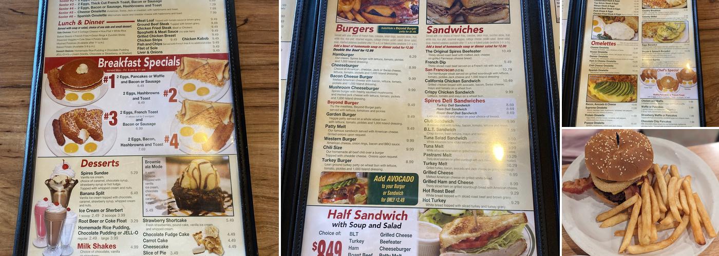 Spires Restaurant Menu