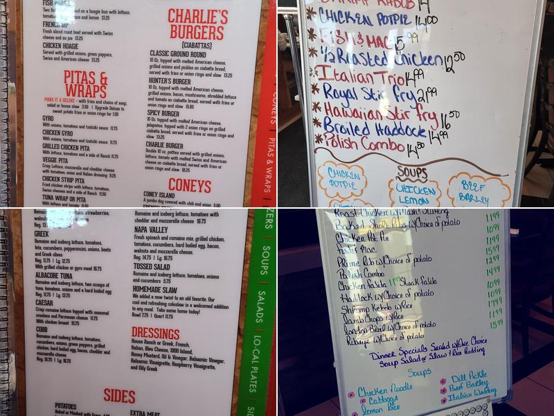 Charlie's Restaurant Menu