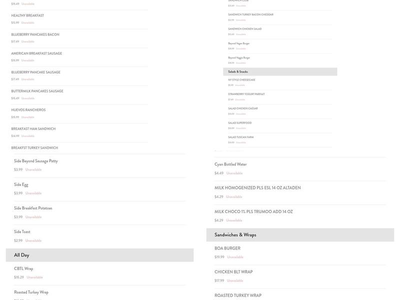 B Grill by Boa Steakhouse Menu