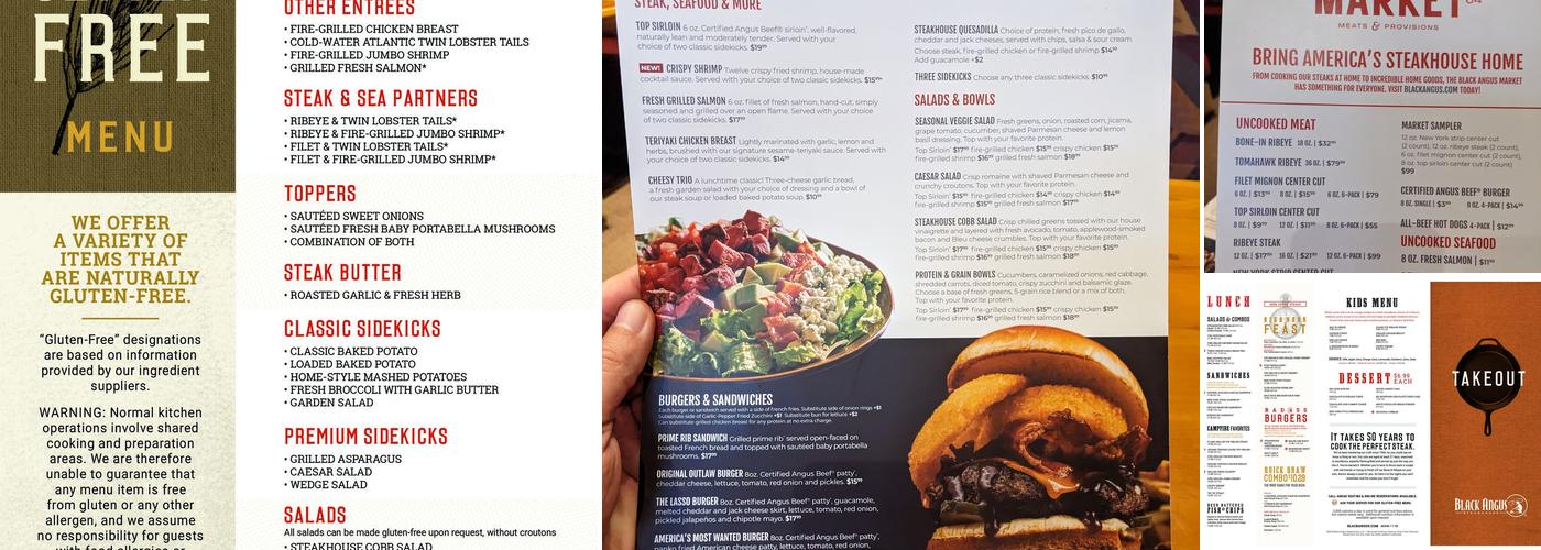 Black Angus Steakhouse Menu