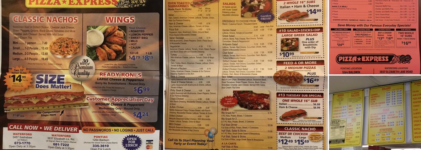 Pizza Express Menu