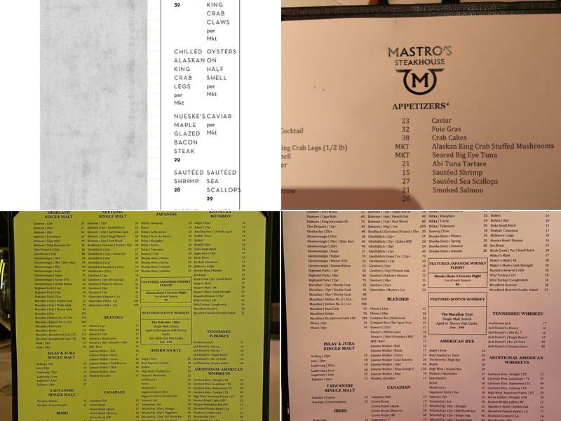 Mastro's Steakhouse Menu
