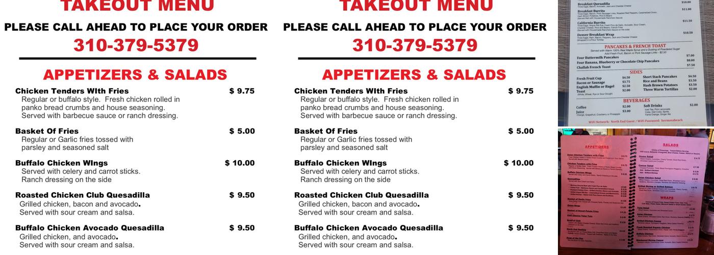 North End Bar & Grill Menu