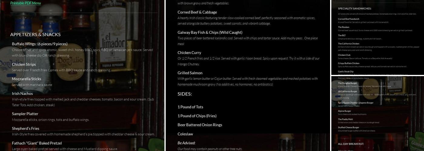 Gallagher's Pub & Grill Menu