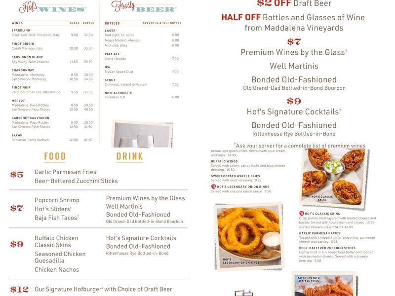 Hof's Hut Restaurant & Bakery Menu