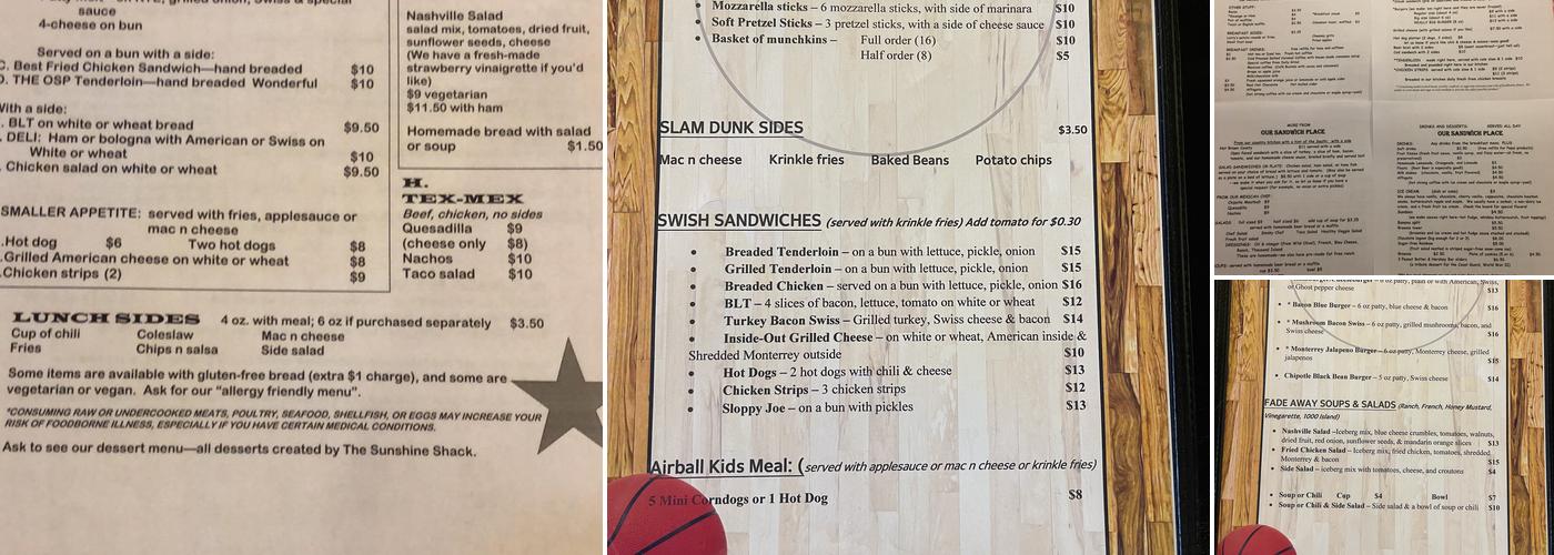 Our Sandwich Place Menu
