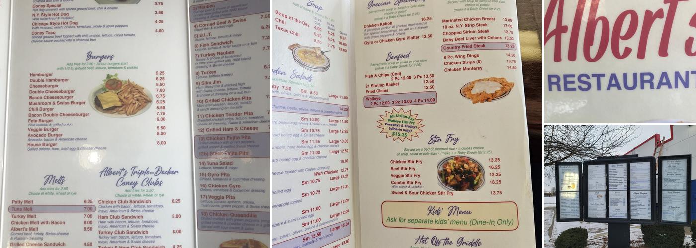 Albert's Coney Grill Menu