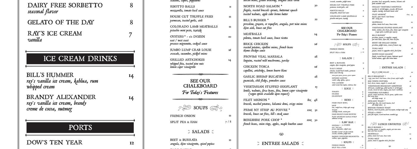 Bill's Menu