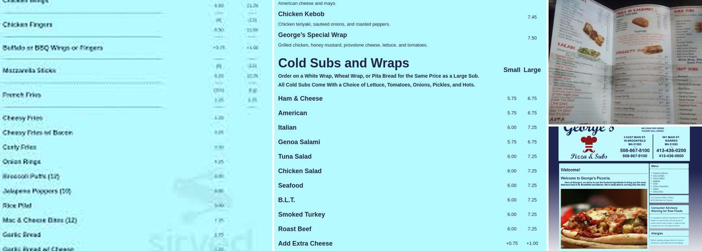 George's Pizza Menu