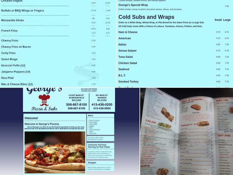 George's Pizza Menu