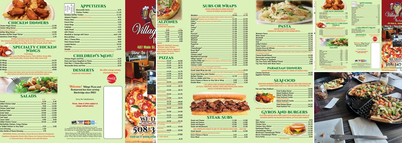 Village Pizza Restaurant Menu