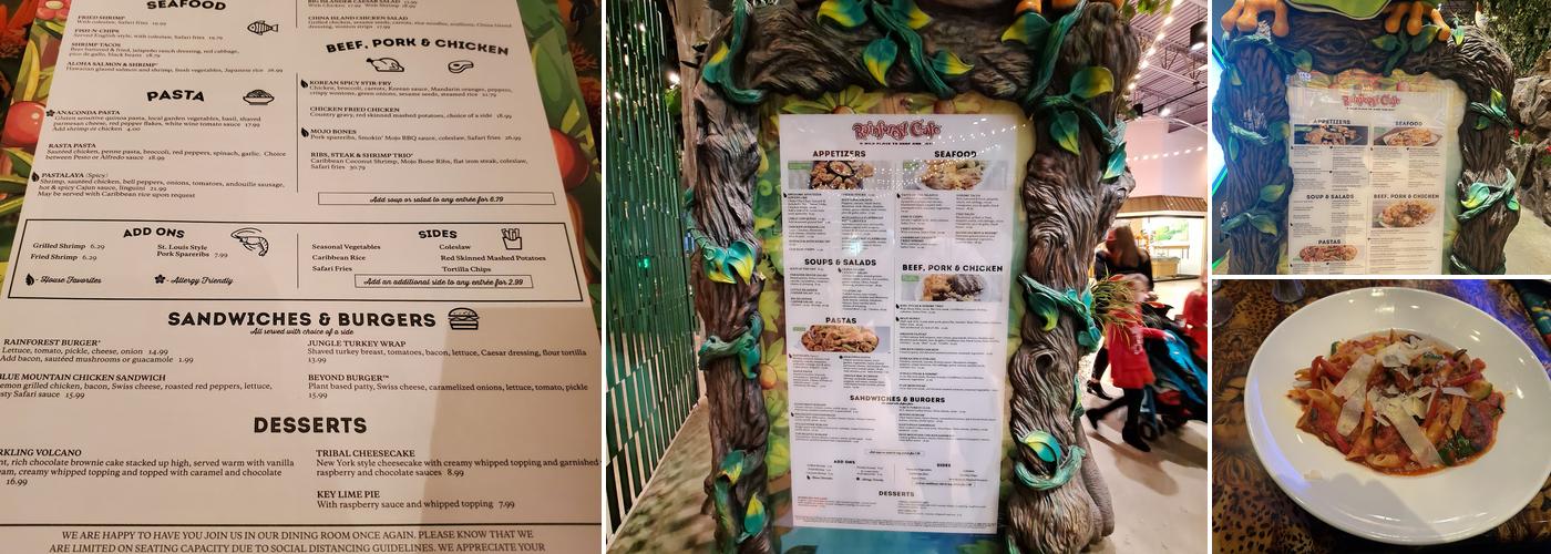 Rainforest Cafe Menu