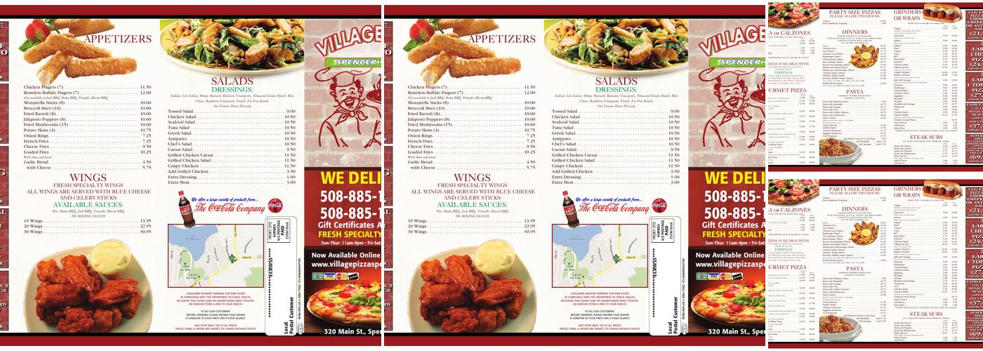 Village Pizza Menu