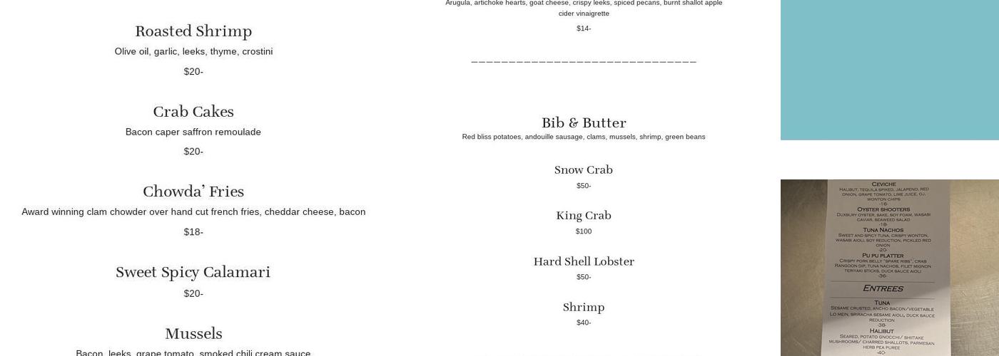 Sturbridge Seafood Menu