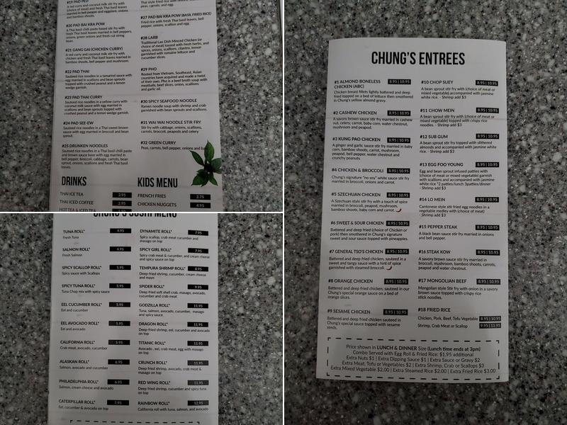 Chungs of Waterford Menu