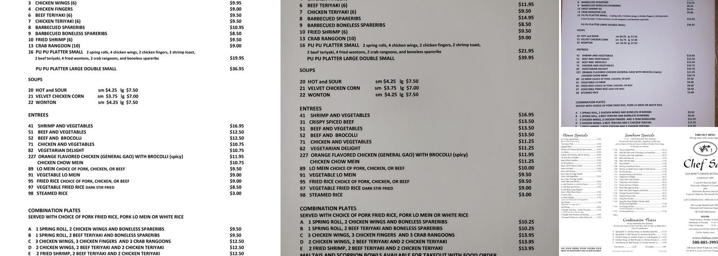 Chef Sau Menu