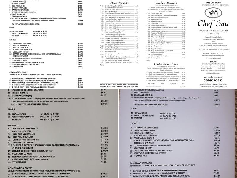 Chef Sau Menu