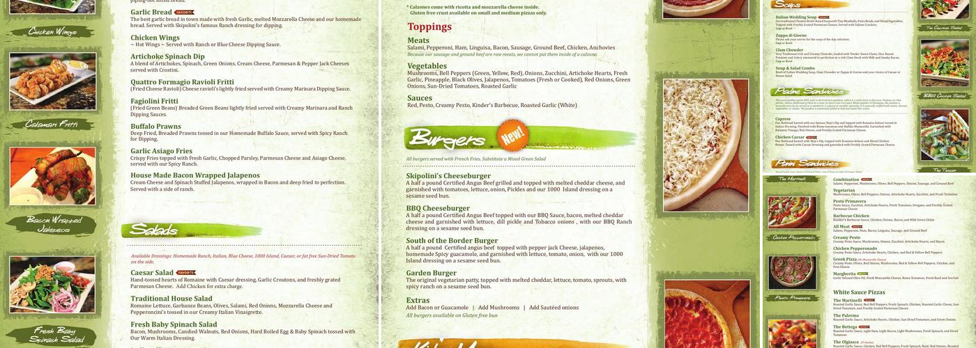 Skipolini's Pizza Menu