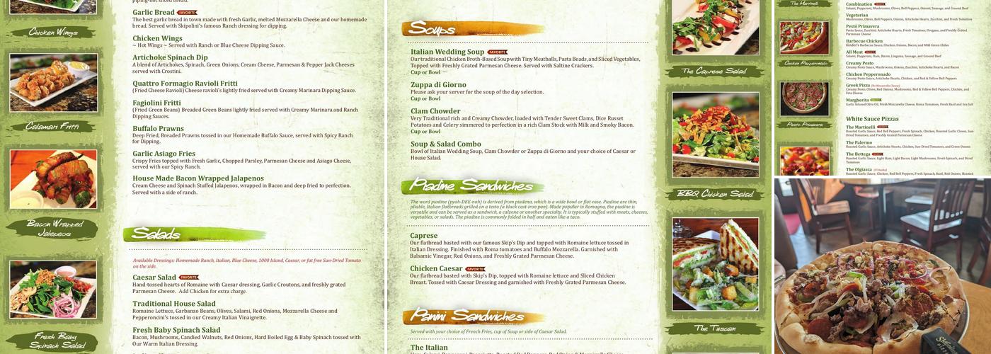 Skipolini's Pizza Menu