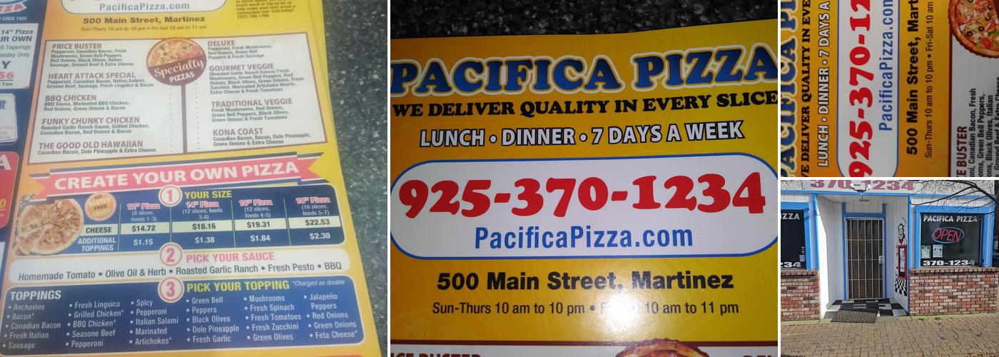 Pacifica Pizza Menu