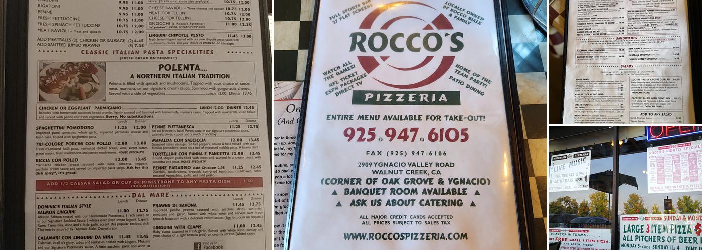 Rocco's Ristorante Pizzeria Menu