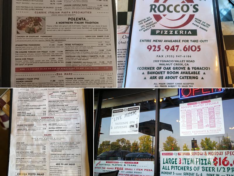 Rocco's Ristorante Pizzeria Menu