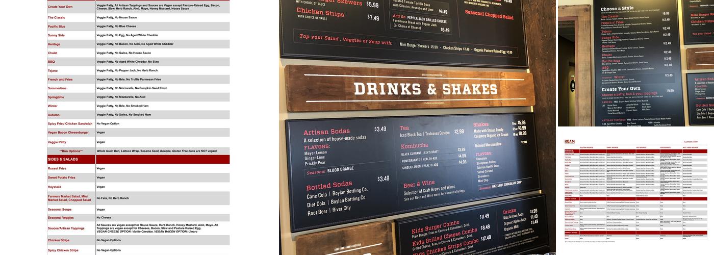 Roam Artisan Burgers Menu