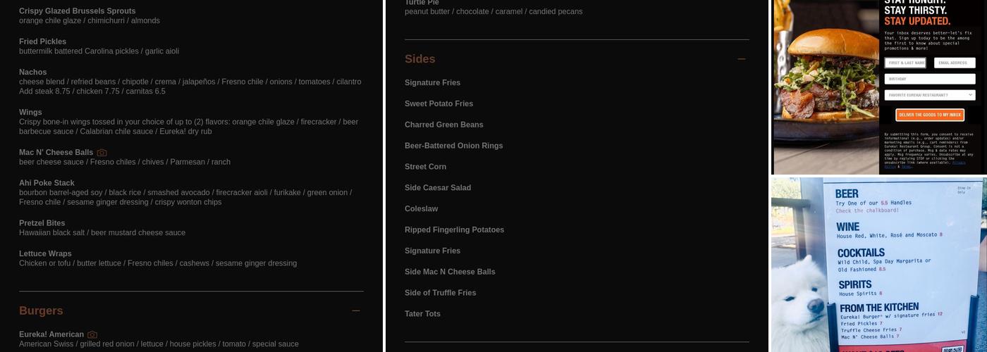 Eureka! Menu