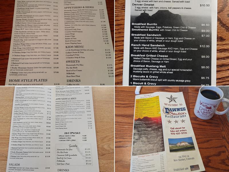 Pawnee Station Restaurant Menu