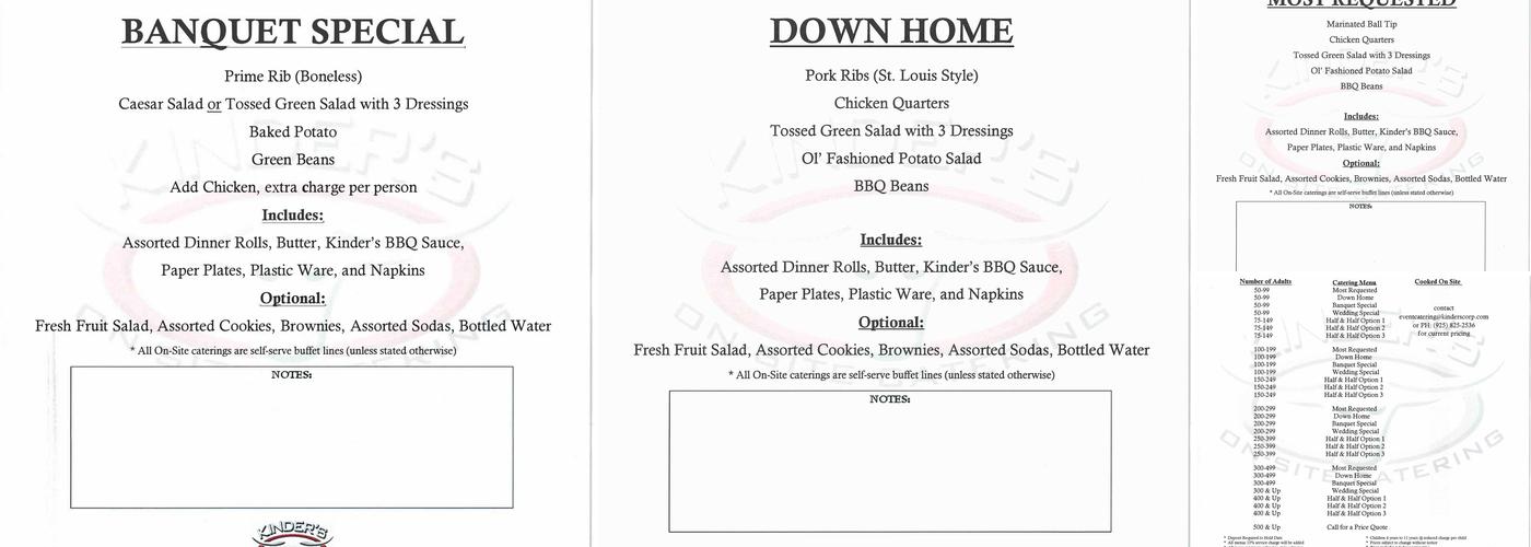 Kinder's Meats Deli BBQ & Catering Menu