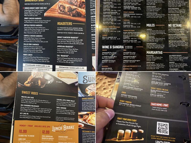 Ford's Garage Dearborn Menu