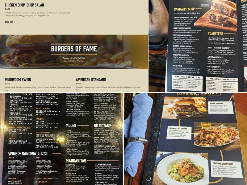 Ford's Garage Dearborn Menu