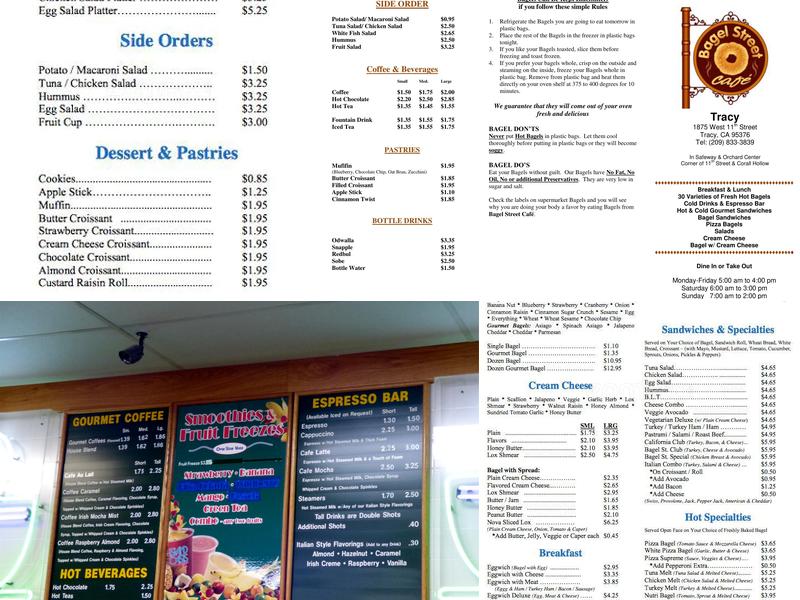 Bagel Street Cafe Menu