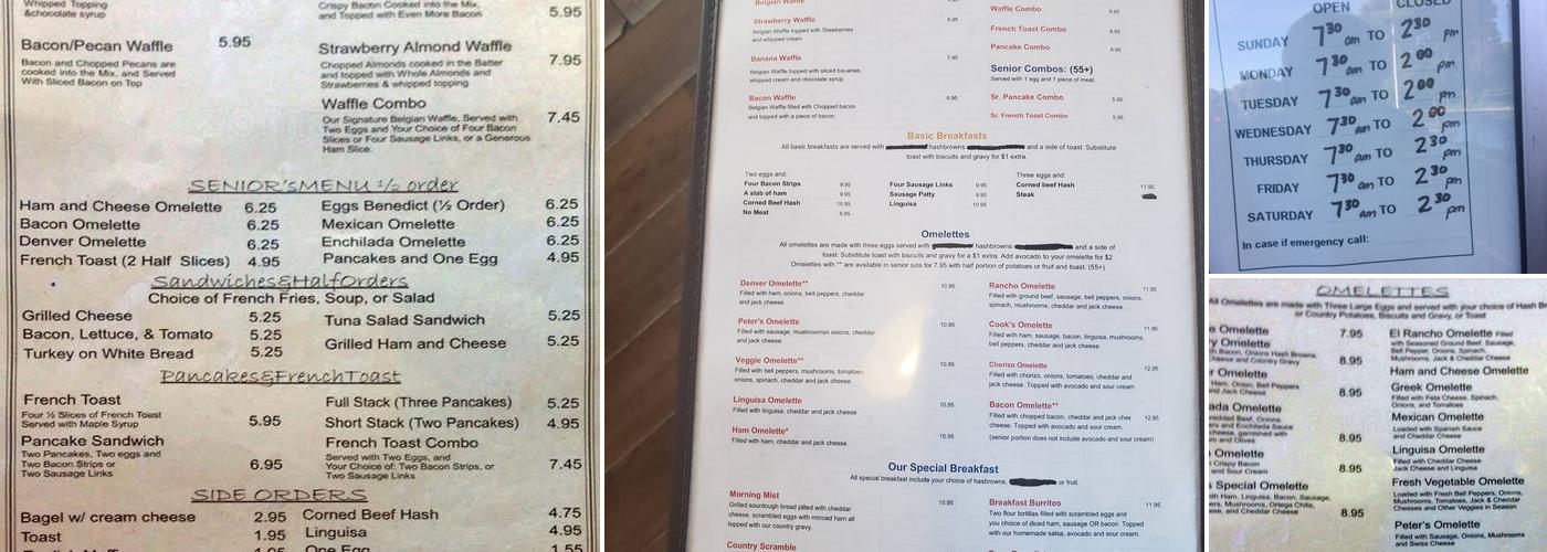 Fresh Start Cafe Menu